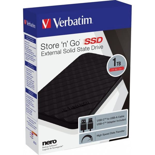 Ekstern SSD-harddisk - VERBATIM - Store'N'Go - 1 TB - Sort