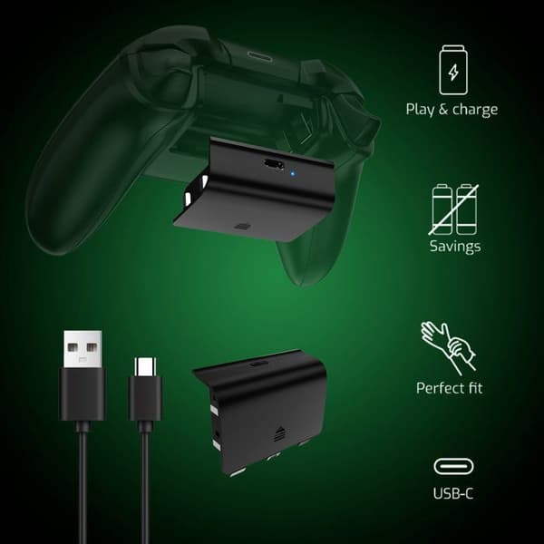 Spil- og opladningssæt til 2 controllere - ONLAN - Xbox-serien - Sort