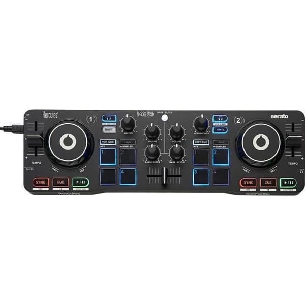 HERCULES STARLIGHT - USB DJ-controller - 4 pads x 4 tilstande - Integreret lydkort - Serato DJ Lite inkluderet