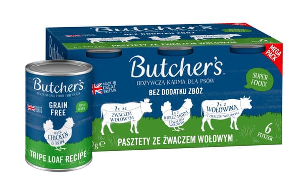BUTCHER'S Original Mega pack mix tripe limpa recept - våtfoder för hundar - 6 x 400 g