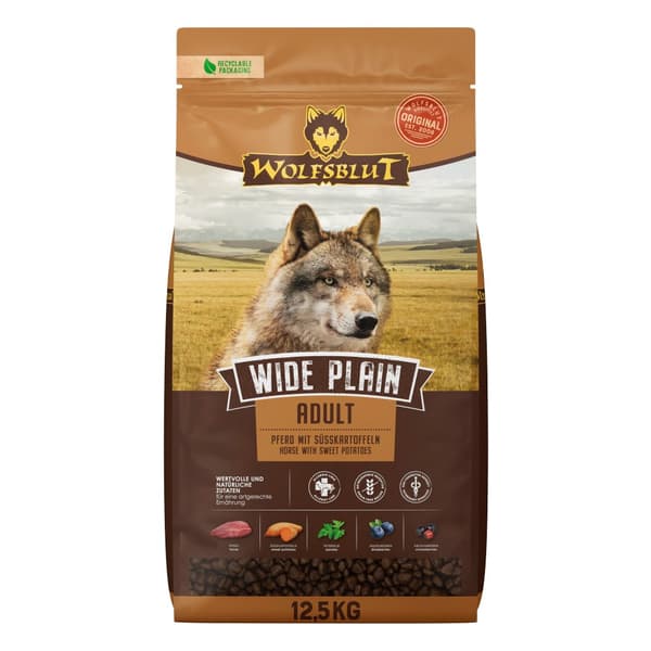 WOLFSBLUT Wide Plain Horse - kuiva koiranruoka - 12,5 kg