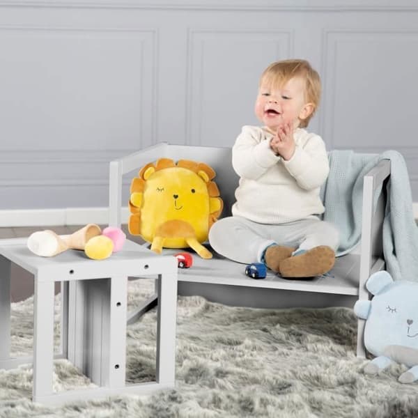 ROBA Justerbar Barnpall - 3 Höjder - Lantlig Stil - Grå