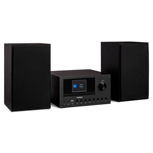 Mini HiFi-system - MEDION - DAB/FM internetradio - CD-afspiller - 2x150W - sort