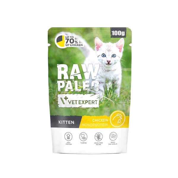 VETEXPERT Raw Paleo Kitten Kylling - vådfoder til katte - 100 g
