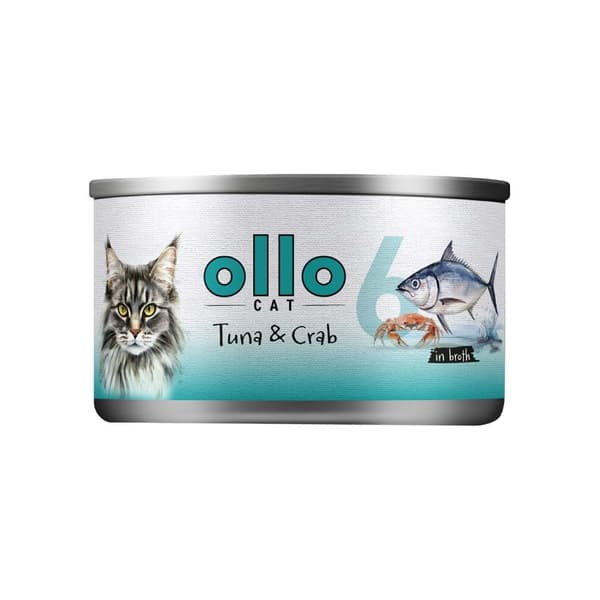 OLLO Katt Nr 6 Tonfisk & Krabba i buljong - våtfoder för katter - 70 g