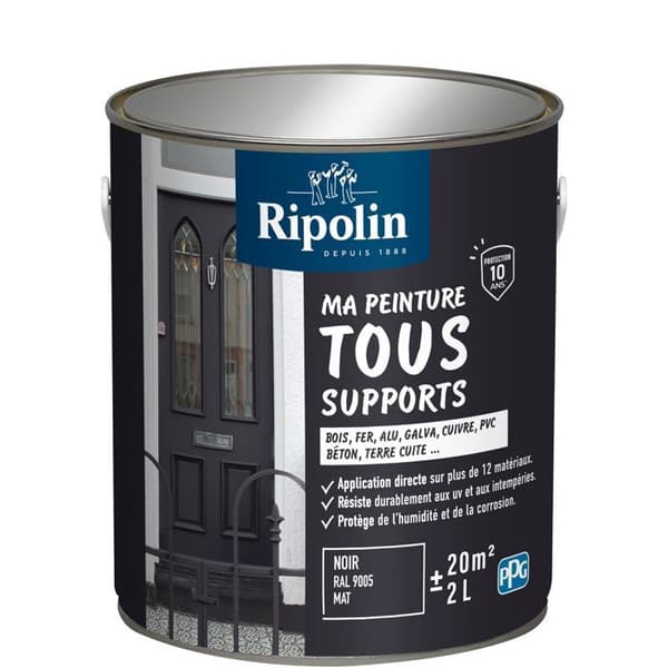 Multifunktionsmaling - Sort - RAL 9005 - Mat - Ripolin - 2L