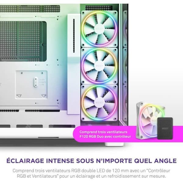 Midi-tower-chassi - NZXT - H9 Elite - Härdat glas - RGB-stöd - Vit