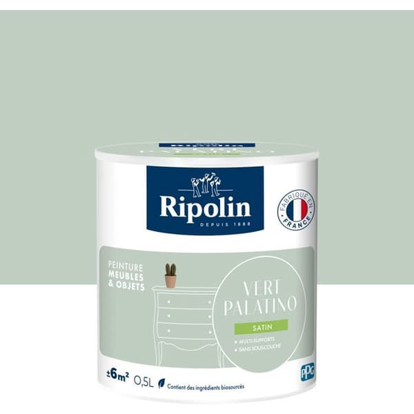 Möbel- och objektfärg - Palatinogrön - Satinfinish - Ripolin - 0,5L
