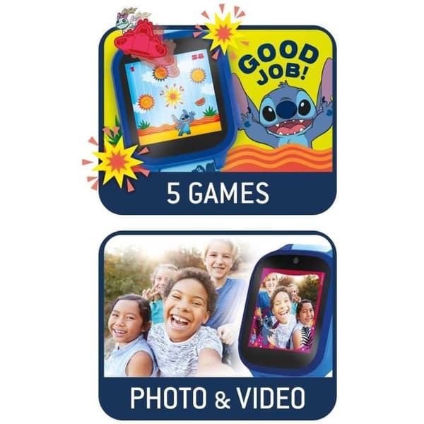 Pedagogisk klocka - HI TECH - STITCH - Anpassningsbara urtavlor, 5 interaktiva spel
