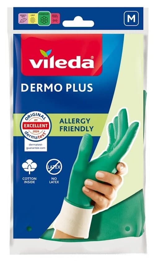 Vileda Dermo Plus 'M' -käsineet, vihreä, puuvilla, nitriili
