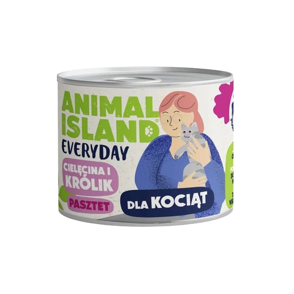 ANIMAL ISLAND Everyday Kalvekød og kanin til killinger - vådfoder til katte - 185 g