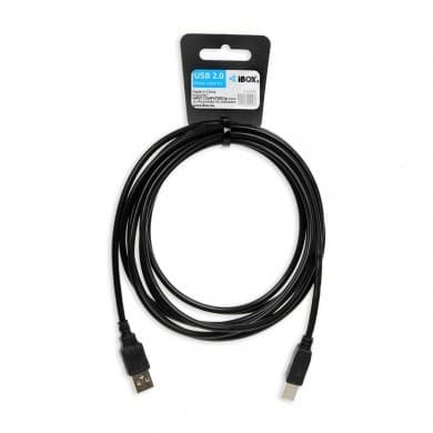 iBox IKU2D USB-kaapeli 3 m USB 2.0 USB A USB B Musta