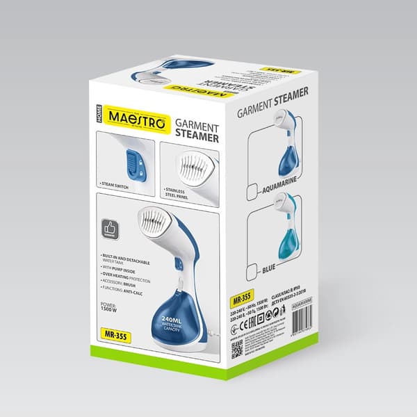 Tøjdamper 1500W Maestro MR-355-AQUAMARINE