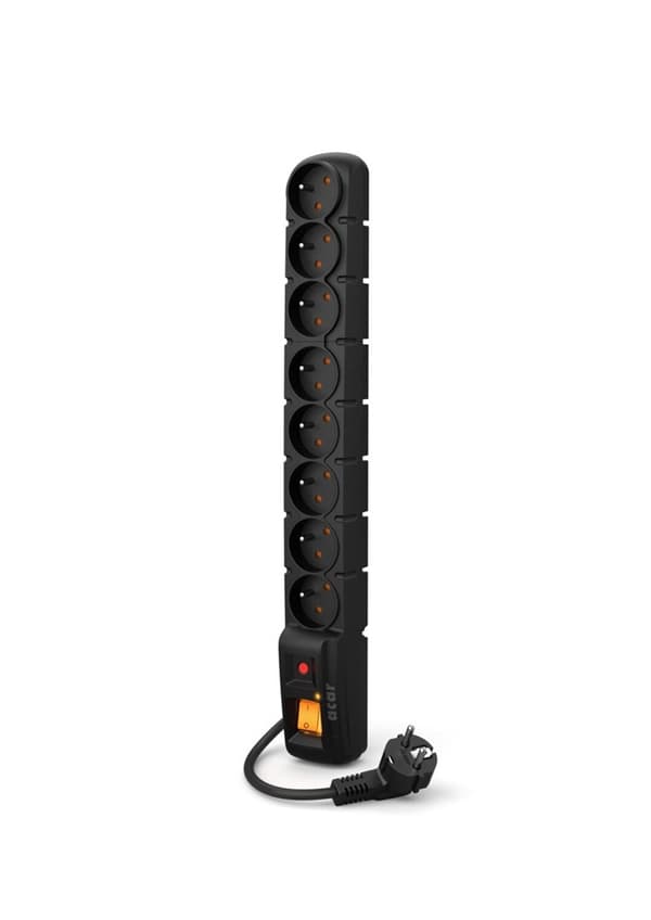 ACAR S8 Musta 8 AC-pistorasiaa 230 V 5 m