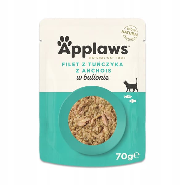 APPLAWS Tunfilet med ansjoser og tang i bouillon - vådfoder til katte - 70 g