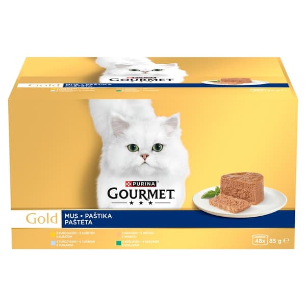 PURINA Gourmet Gold Mousse - vådfoder til katte - 48x85g