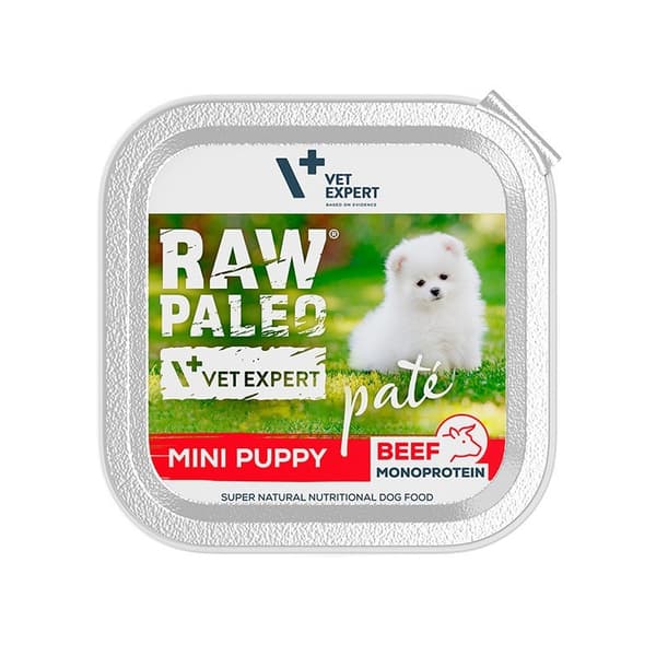 VETEXPERT Raw Paleo Pate Mini Puppy Beef - vådfoder til hvalpe - 150 g
