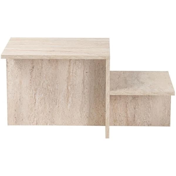 Sohvapöytä - HARMONY - Suorakulmainen - Travertiinikuvio - 80 x 40 x 40 cm
