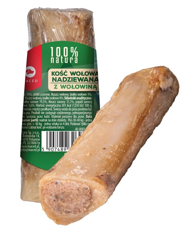 MACED Oksekødsfoder med ben - tyggefoder til hund - 150 g