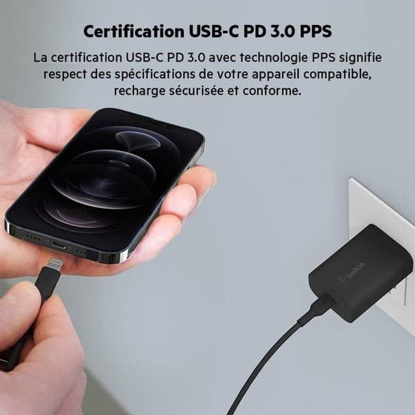 Vægoplader - BELKIN - USB-C - 25W - PD PPS - Sort