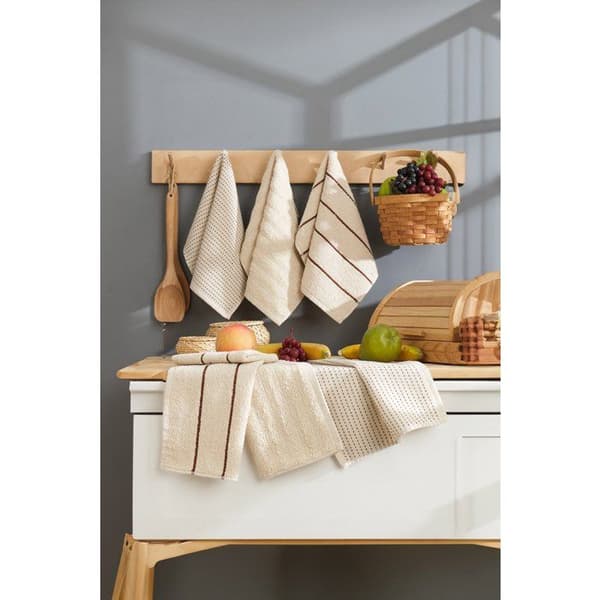 Sæt med 6 badehåndklæder - 30 x 50 cm - Beige