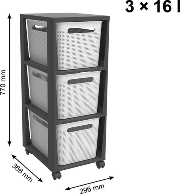 Rotho Brisen Design Byrå 3x16L Vit