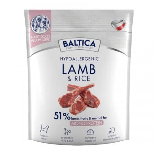 BALTICA Nutraceutic Hypoallergenic M Lam med ris - tørfoder til hunde - 1 kg