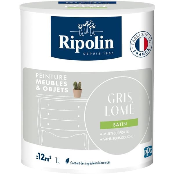 Möbel- och objektfärg - Lomégrå - Satinfinish - Ripolin - 1L