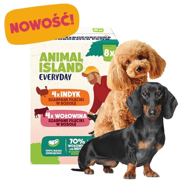 ANIMAL ISLAND Kalkun-/oksefileter i bouillon - vådfoder til hunde - 8x150g