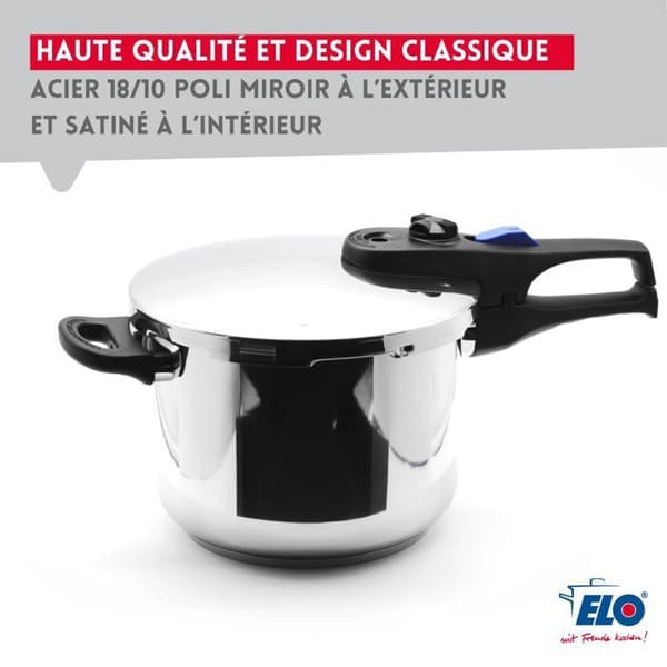 Dampkoger - FACKELMANN - Elo Praktika Plus XL - 18/10 rustfrit stål - 22 cm - 3 til 6 liter