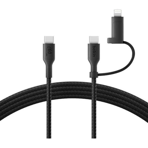 2-in-1-kaapeli - BELKIN - USB-C ja Lightning - Musta
