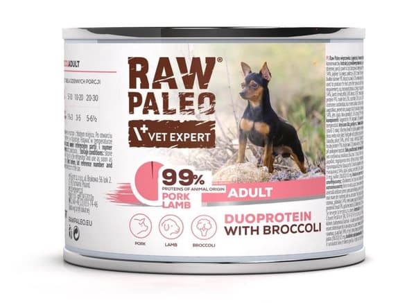 VETEXPERT Raw Paleo Duoprotein Fläsk & Lamm Vuxen - våtfoder för hundar - 200 g