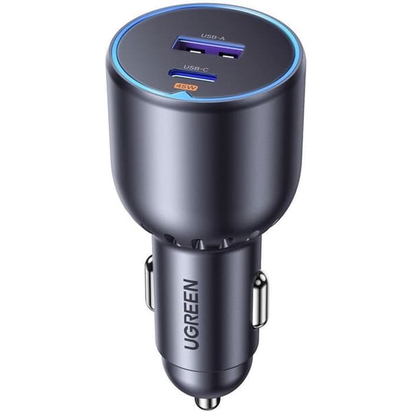 Biloplader - UGREEN - 1 USB-C + 1 USB-A - 63W - Grå