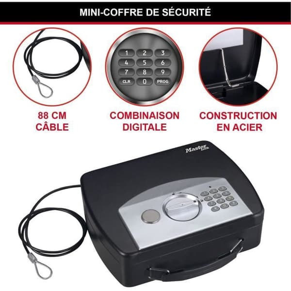 MASTER LOCK Bärbart reseskyddsfodral med kabel - elektronisk kombination + nyckel