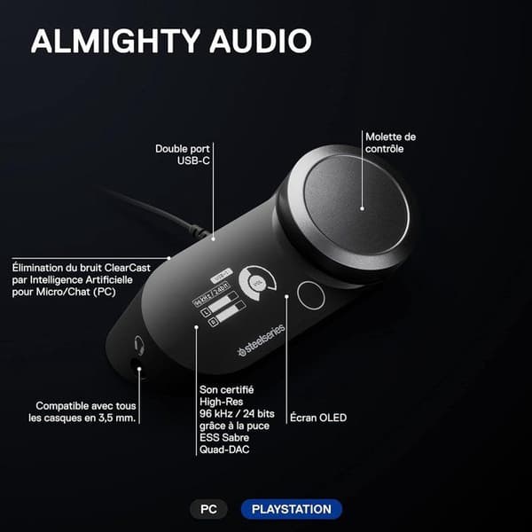 DAC-forstærker - STEELSERIES - GameDAC Gen 2 - Til PC og PlayStation - Sort