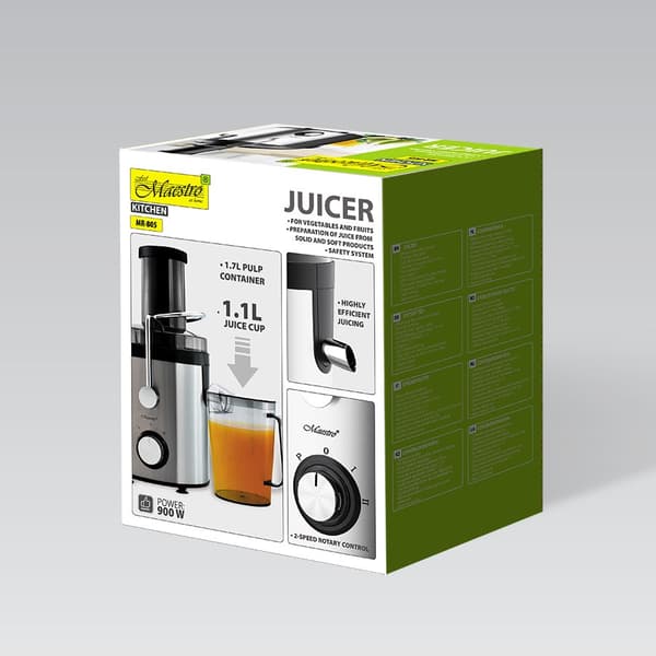 Feel Maestro MR-805 Juicer 900 W Sort, Sølv