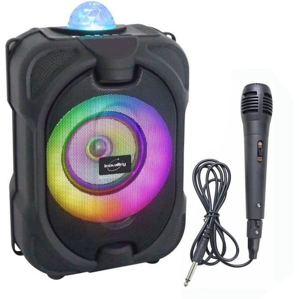 Bluetooth-lyshøjttaler til karaoke - INOVALLEY - DANCE CUBE 44 - 150W - Kablet mikrofon