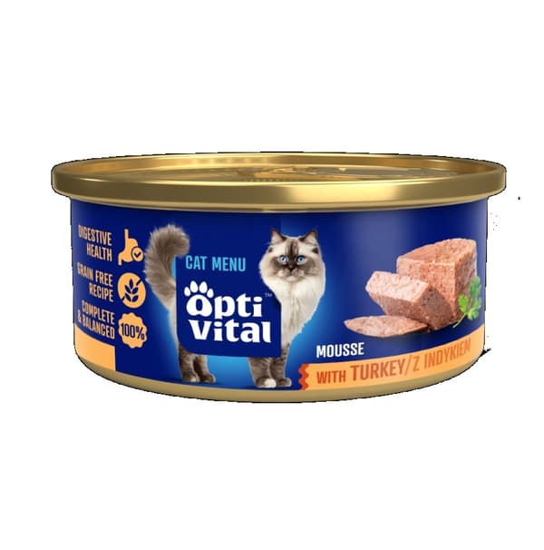 OPTIVITAL Fluffig mousse med kalkon - våtfoder för katter - 85 g