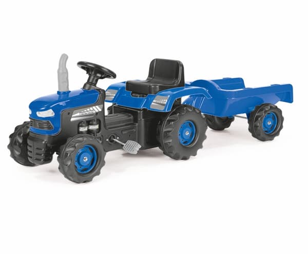 Dolu Pedaltraktor med Anhænger & Horn Blå/Sort