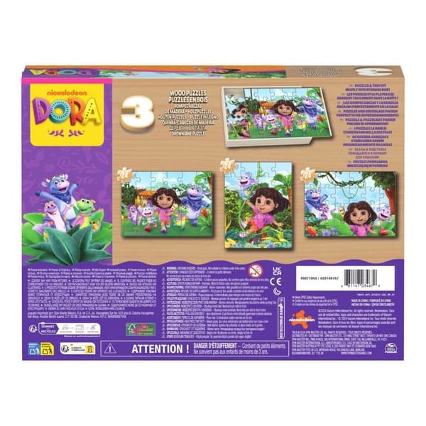 Dora 3-i-1 träpussel 3x24 bitar