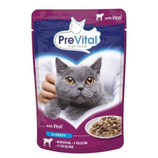 PREVITAL Kalvekød i sovs - vådfoder til katte - 100 g