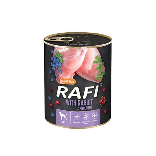 Dolina Noteci Rafi vådfoder til hunde med kanin, blåbær og tranebær - 800 g