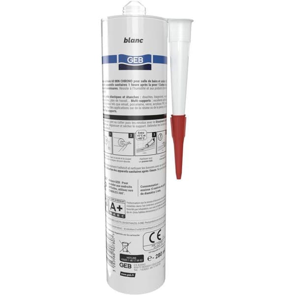 Multifunktionell sanitetssilikon - 60 Chrono - GEB - Vit - 280 ml