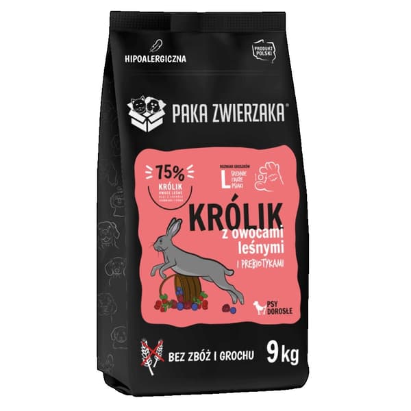 PAKA ZWIERZAKA Kanin med skogsbär L – torrfoder för hundar – 9 kg