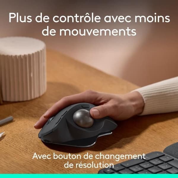 Ergonomisk mus - Trådløs - Logitech - MX ERGO S - Grafit
