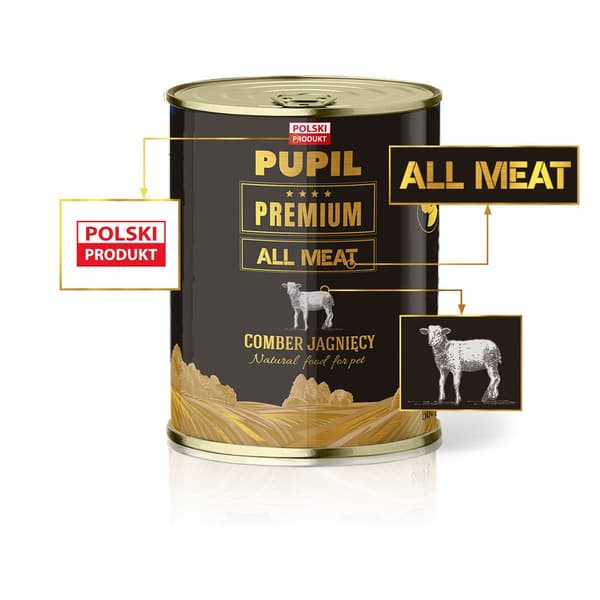 PUPIL Premium All Meat Gold Lammeryg - vådfoder til hunde - 800 g