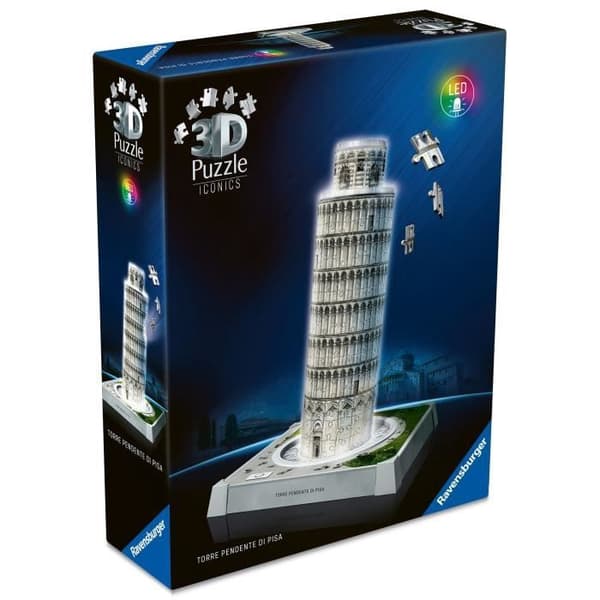 Iconics 3D-palapeli - Pisan kalteva torni valaistuna