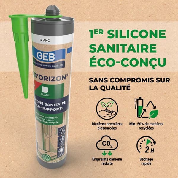 Multifunktionell sanitär silikonfogmassa - GEB'ORIZON - GEB - Vit - 310 ml