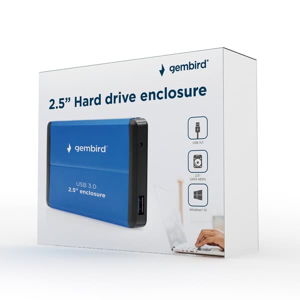 Gembird EE2-U3S-2-B lagringsenhetschassi 2,5" USB 3.0 hårddiskschassi Blå