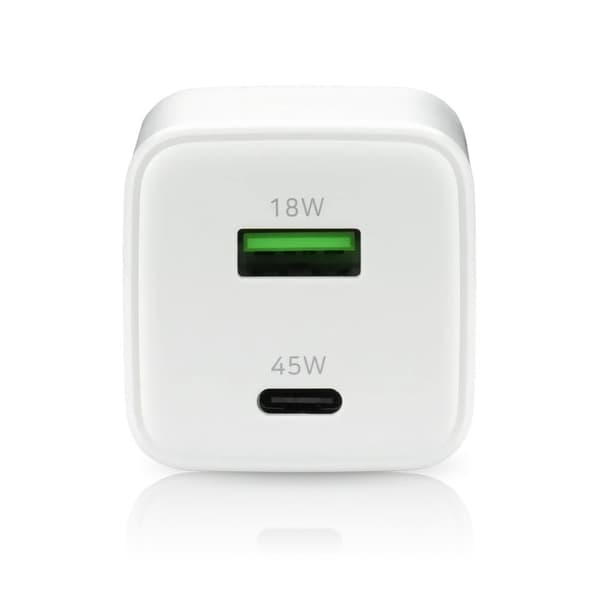 Oplader 1 x USB Quick Charge 4.0, 1 x USB-C 45W hvid